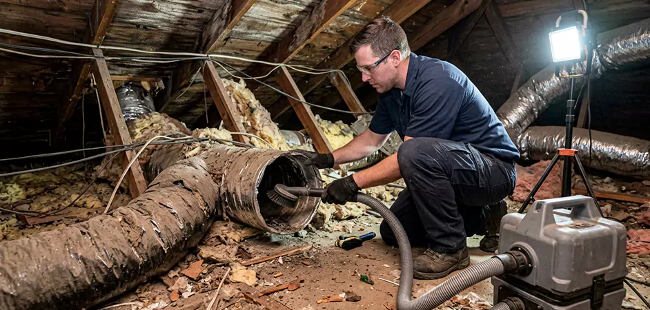 Storm-Damaged Attic Duct Cleaning in Richardson