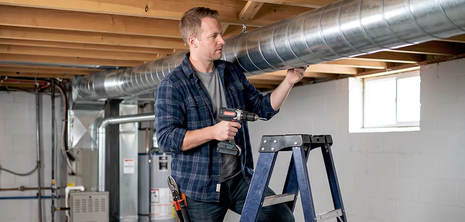 Exposed Spiral Ductwork in Richardson