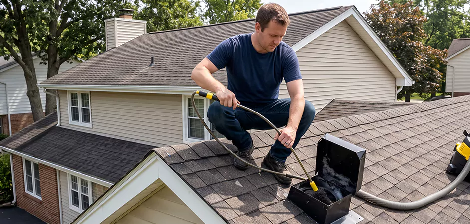 Multi-Story Roof Dryer Vent Cleaning in Richardson